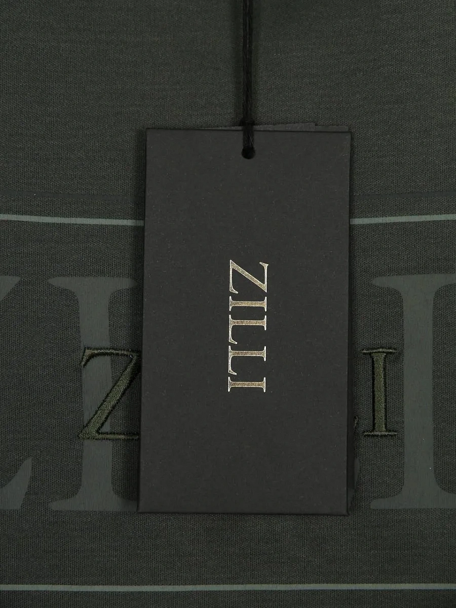 Мужская футболка Zilli зеленая хлопок — фирменная бирка Zilli
