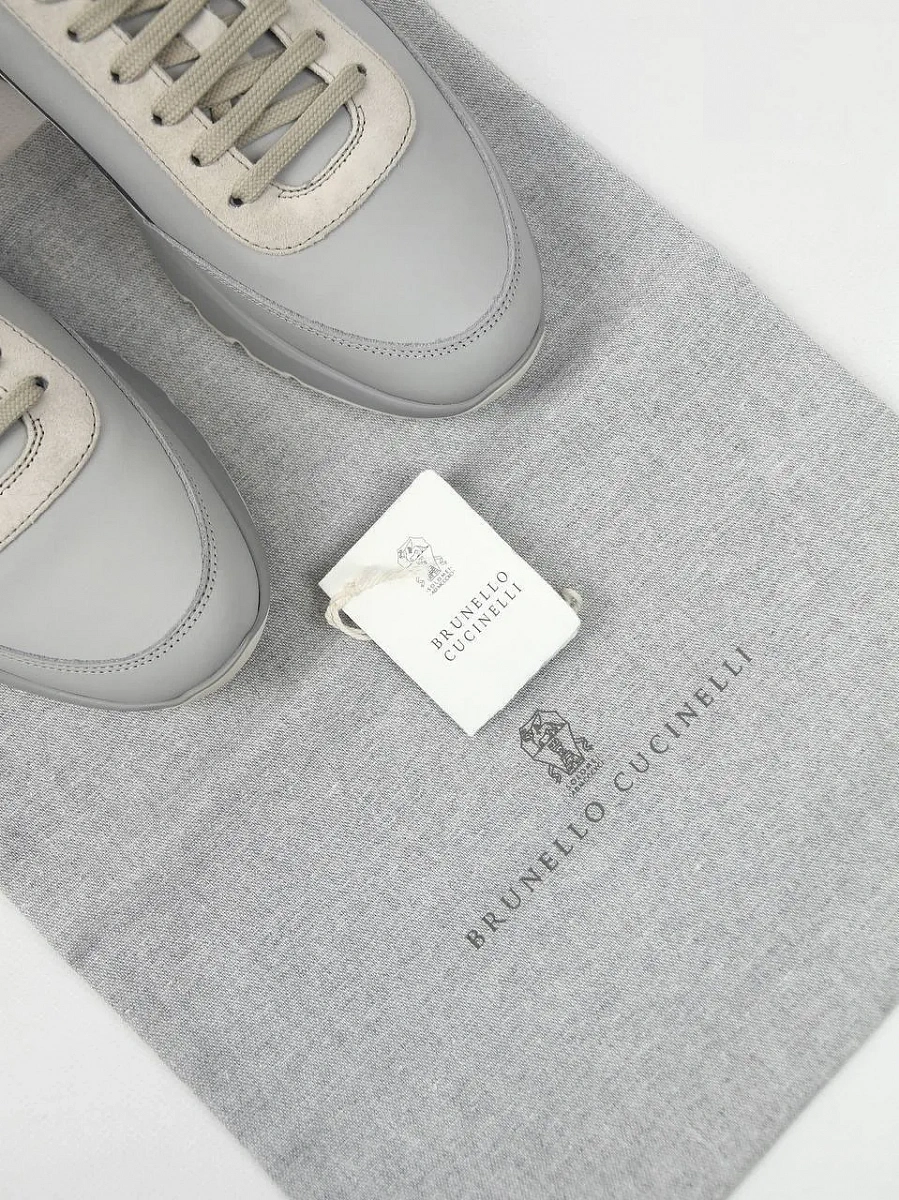 Мужские кроссовки Brunello Cucinelli Urban серые — фирменный пыльник Brunello Cucinelli