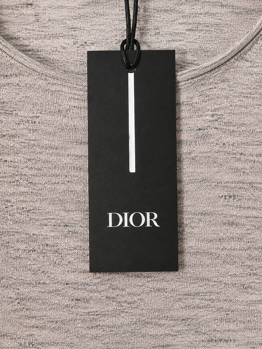 Мужской джемпер Dior серо‑коричневый кашемир, шелк, лен — фирменная бирка Dior