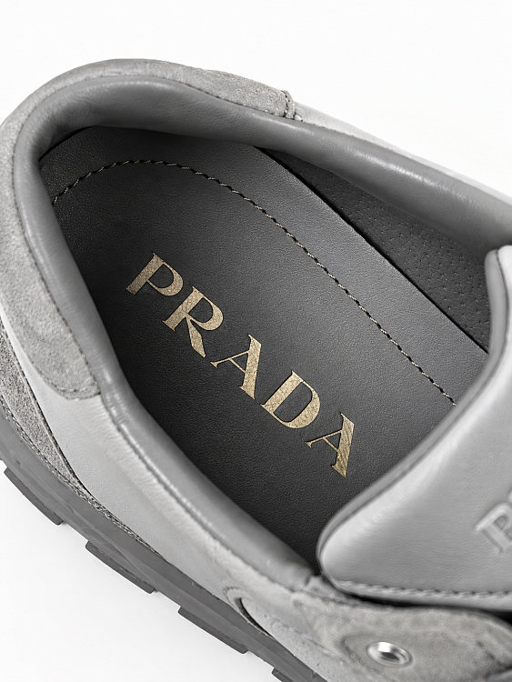 Кроссовки мужские Prada с логотипом серые Re-Nylon и замша Prada фото 7