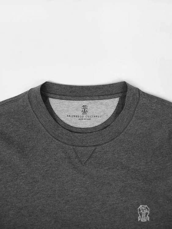 Мужская футболка Brunello Cucinelli серая, хлопок Brunello Cucinelli фото 3