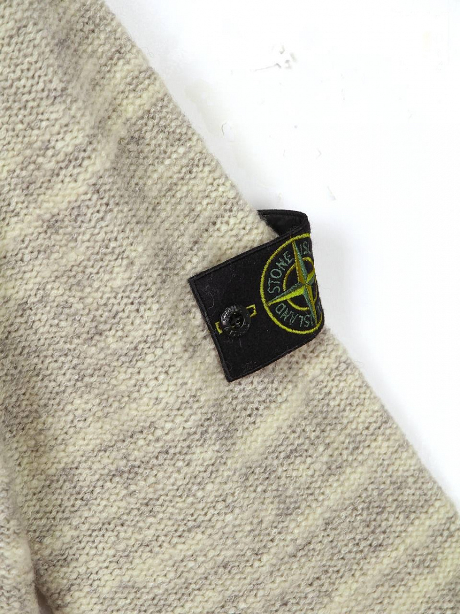 Мужской джемпер Stone Island бежевый, шерсть/полиамид — фирменный патч Stone island