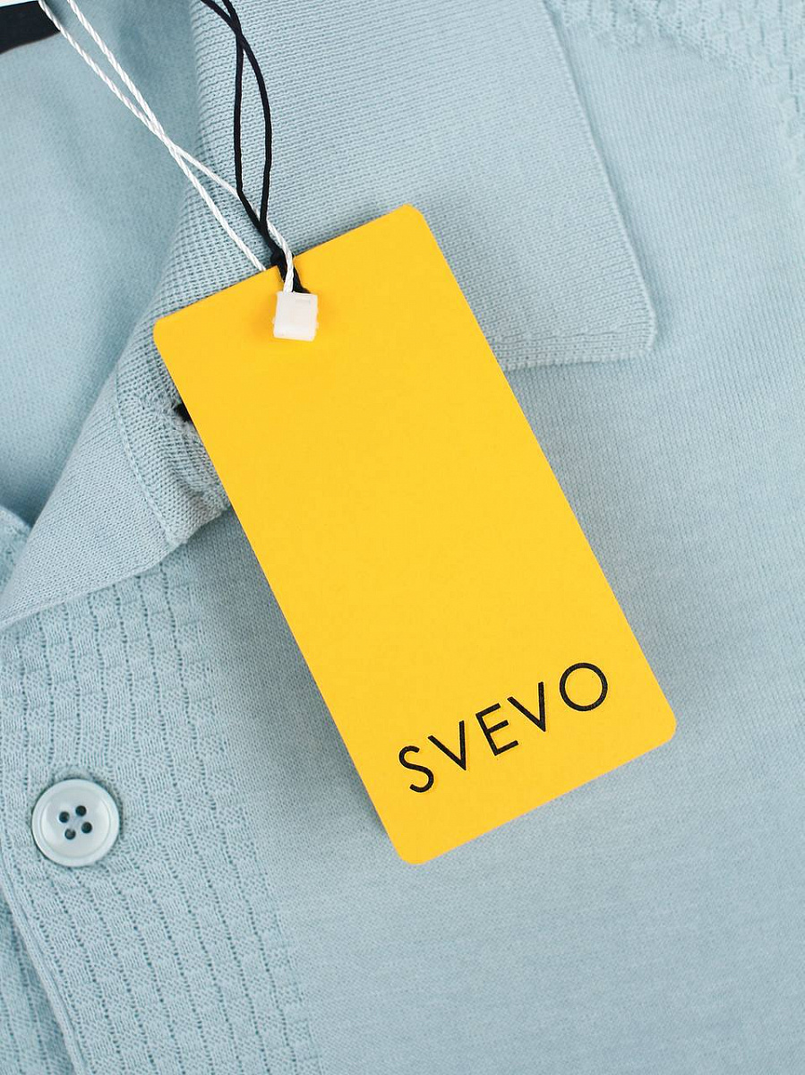 Мужское поло SVEVO из хлопка пыльно‑бирюзовое на пуговицах Svevo фото 4