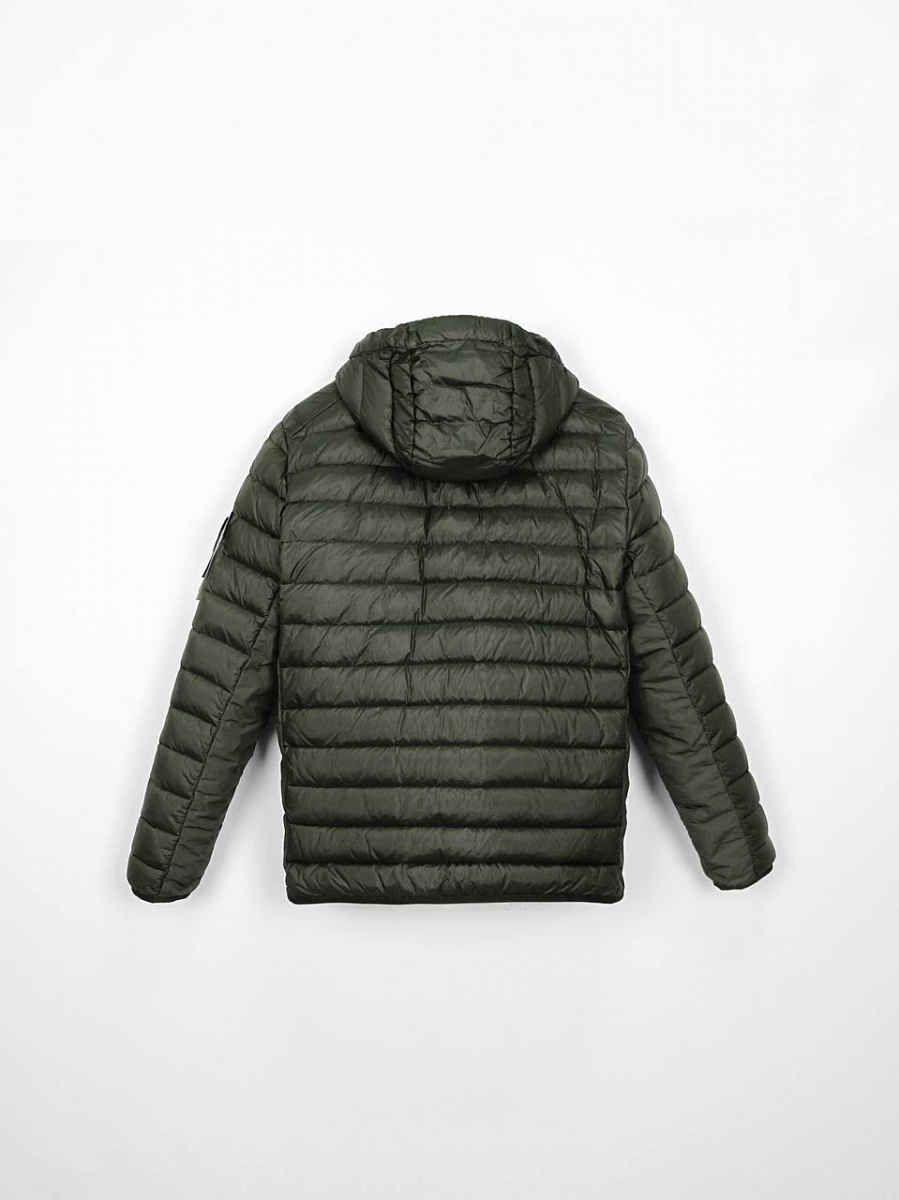 Мужская пуховик Stone Island хаки, полиамид/пух — вид сзади