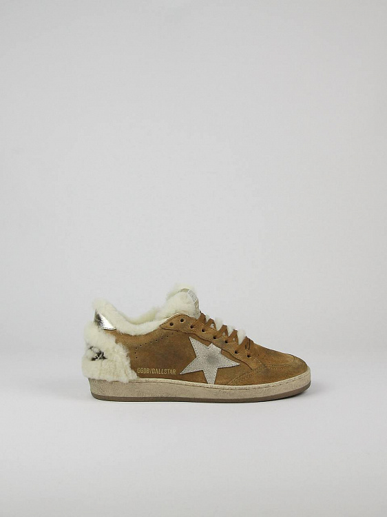 Кеды женские Golden Goose Ball Star коричневые с натуральной шерстью Golden Goose фото 2