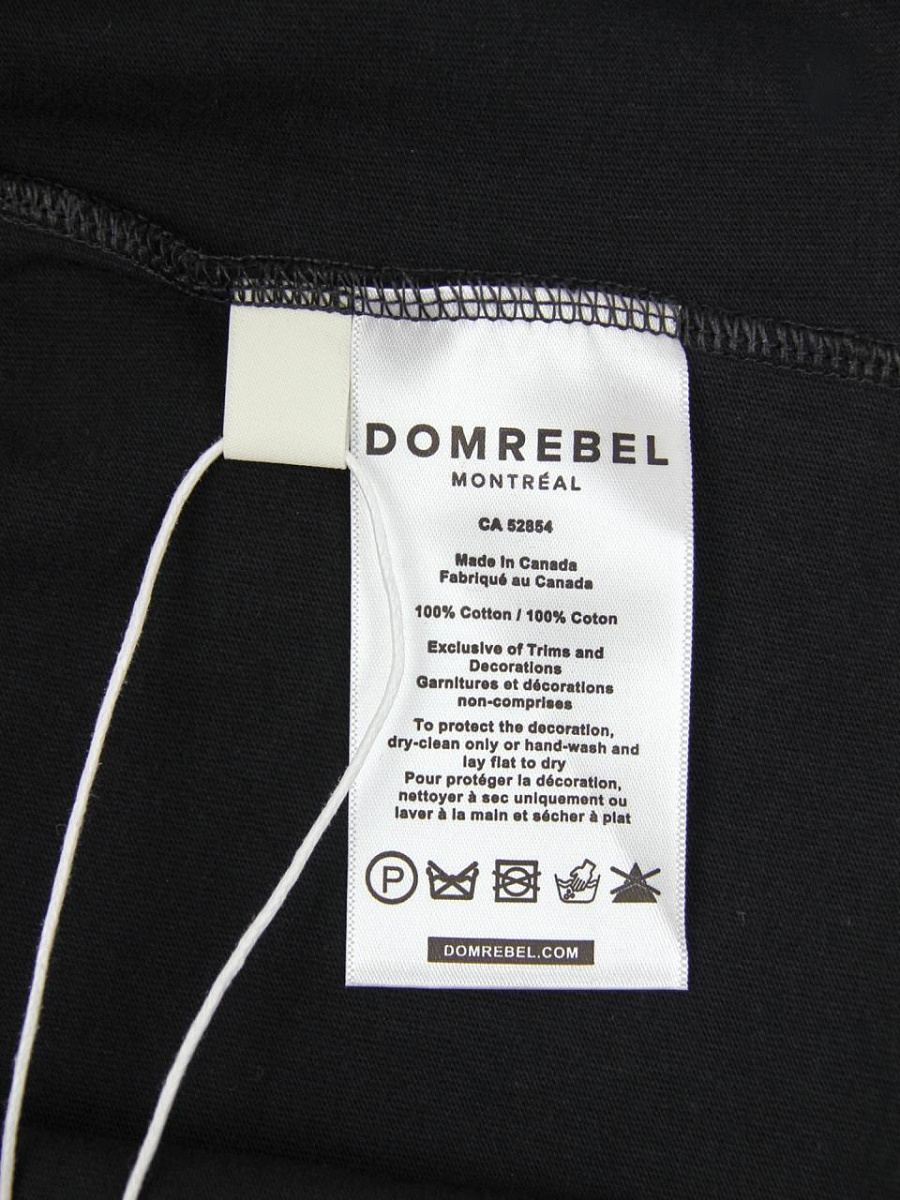 Мужская футболка Domrebel черная, хлопок — бирка с составом и уходом