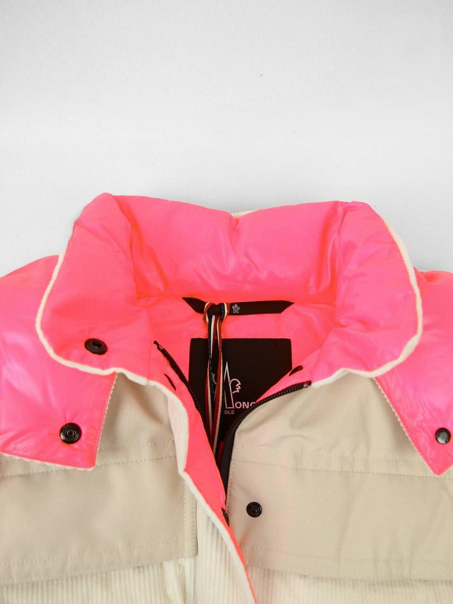 Женский пуховик Moncler Grenoble Tetras из микровельвета молочный Moncler фото 3