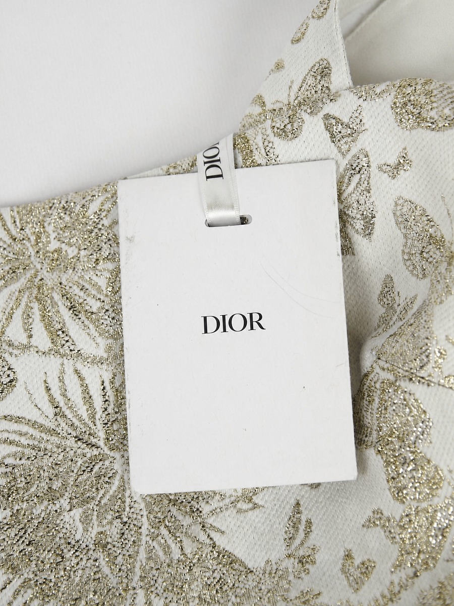 Женское платье Dior белое жаккардовое с золотистым принтом бабочек Dior фото 6