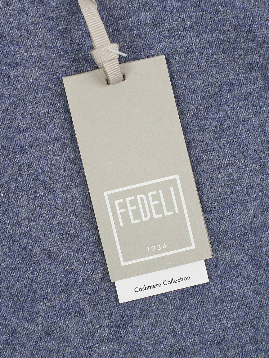 Мужской джемпер Fedeli синий, кашемир — фирменная бирка Fedeli