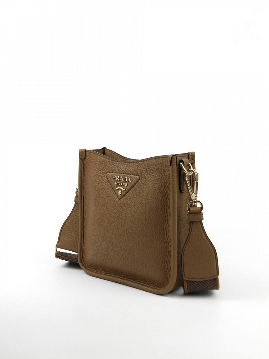 Сумка женская Prada Mini Shoulder Bag карамельная кожаная — вид сбоку