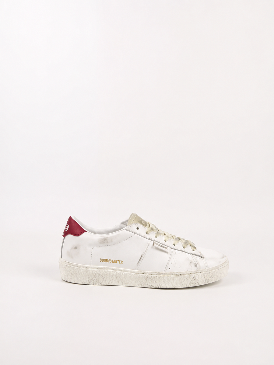Женские кеды Golden Goose Match Star белые с бордовым задником — вид сбоку
