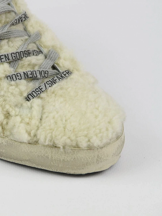 Женские меховые кеды-мюли Golden Goose Super Star молочные Golden Goose фото 5