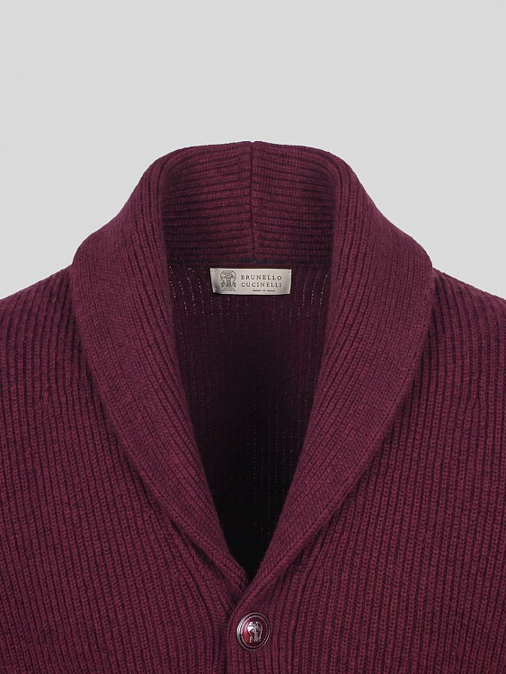 Мужской кардиган Brunello Cucinelli бургунди, хлопок Brunello Cucinelli фото 2