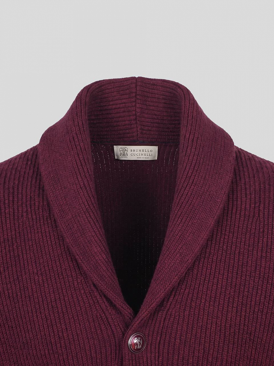 Мужской кардиган Brunello Cucinelli бургунди, хлопок Brunello Cucinelli фото 2
