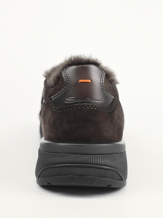 Мужские утепленные кроссовки Santoni Innova коричневые, кожа/шерсть Santoni фото 3