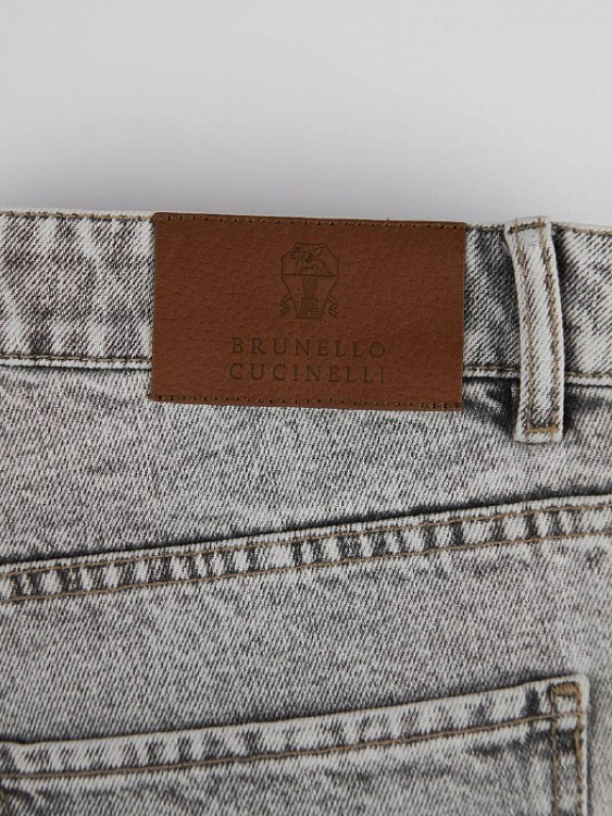 Мужские джинсы Brunello Cucinelli серые Traditional Fit хлопок Brunello Cucinelli фото 4
