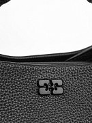 Женская сумка Ganni Bou Bag черная — металлический логотип