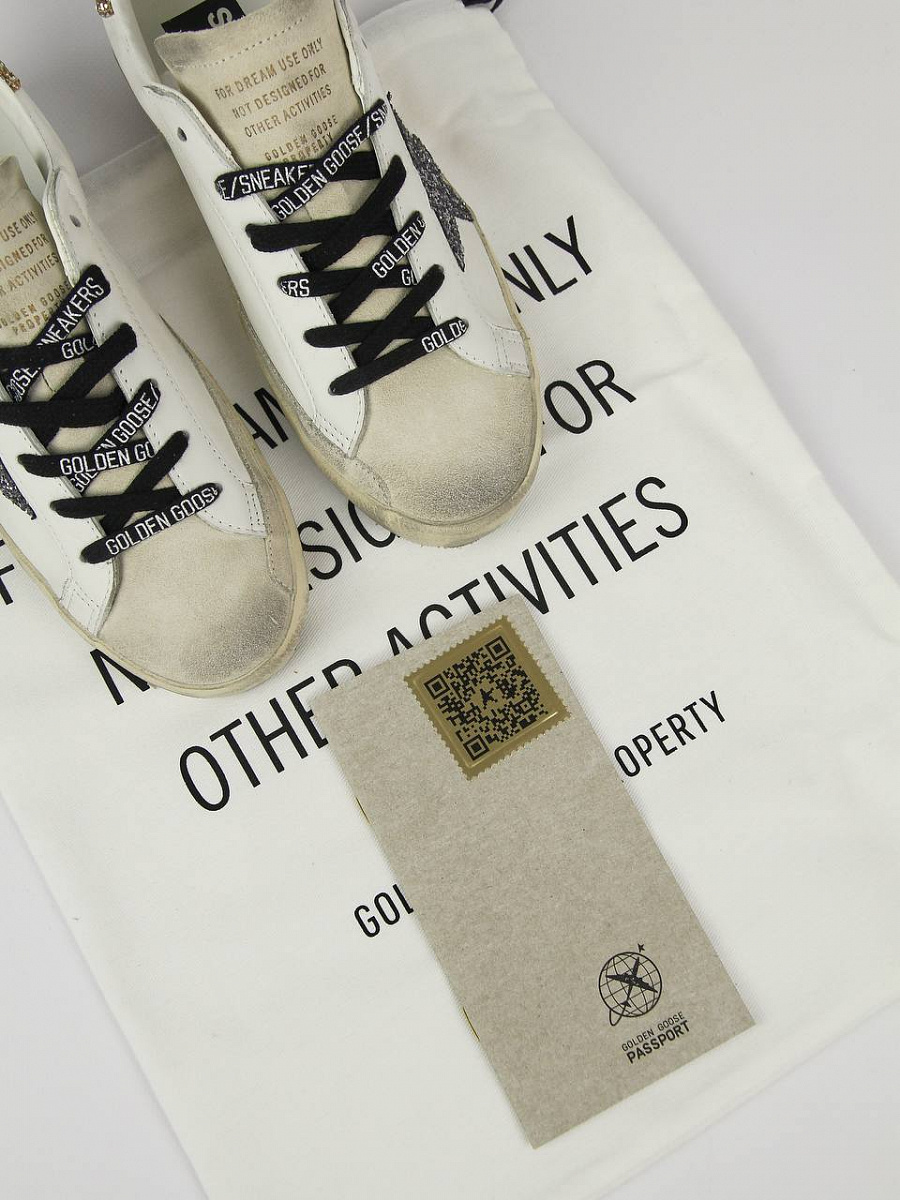 Кеды женские Golden Goose Super Star белые, с блестящей звездой Golden Goose фото 8