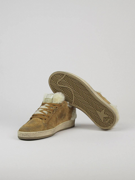 Кеды женские Golden Goose Ball Star коричневые с натуральной шерстью Golden Goose фото 5