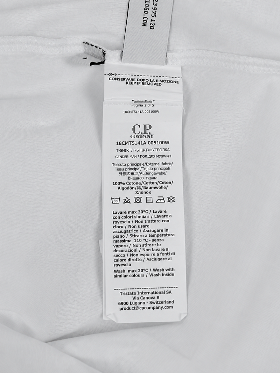 Мужская футболка C.P. Company белая, хлопок C.P. Company фото 6