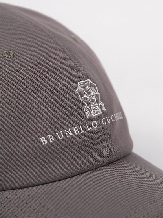Бейсболка мужская Brunello Cucinelli хлопковая серо‑коричневая Brunello Cucinelli фото 3