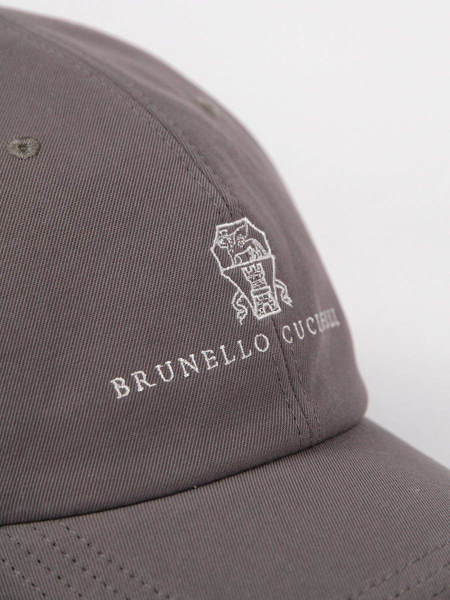 Бейсболка мужская Brunello Cucinelli хлопковая серо‑коричневая Brunello Cucinelli фото 3