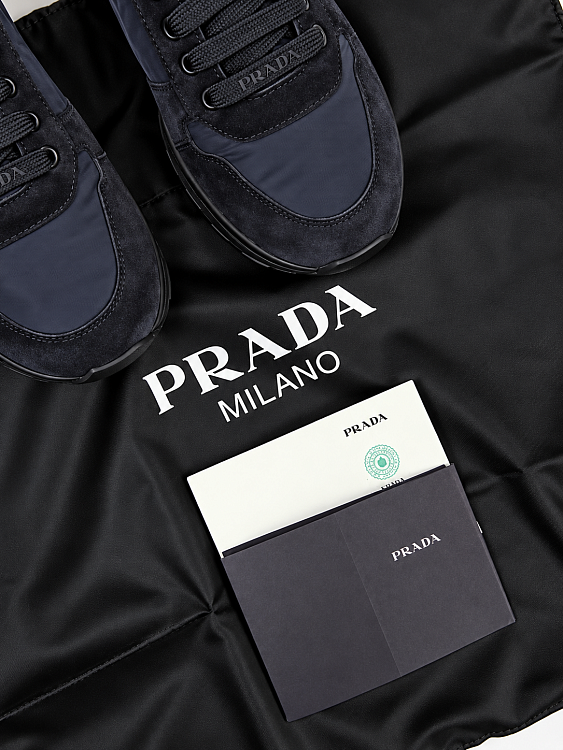 Кроссовки мужские Prada с логотипом темно-синие Re-Nylon и замша Prada фото 9