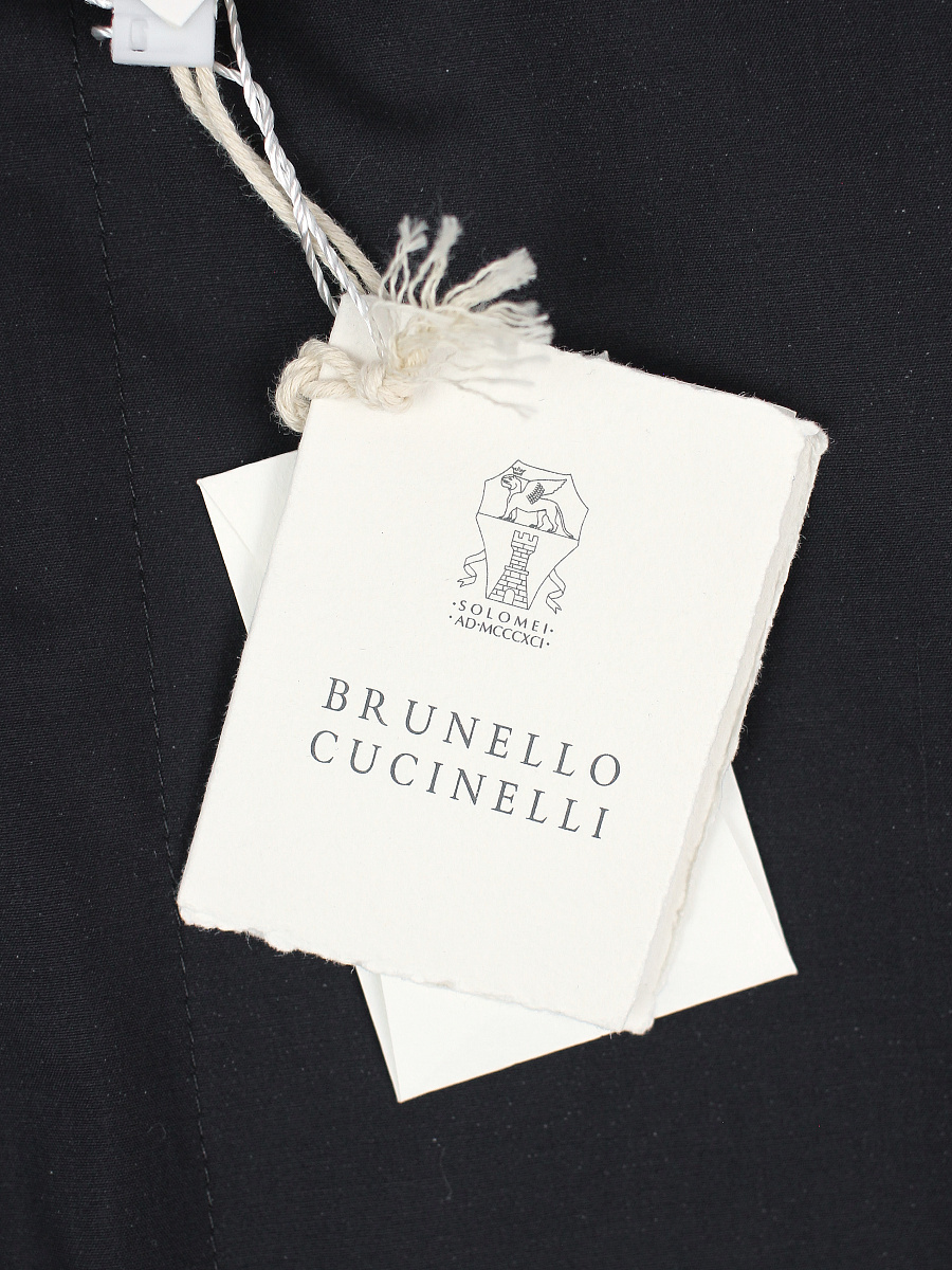 Мужская ветровка Brunello Cucinelli темно‑синяя, шелк‑шерсть — фирменные бирки Brunello Cucinelli