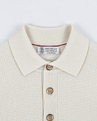 Мужское поло с длинным рукавом Brunello Cucinelli молочное, кашемир Brunello Cucinelli фото 3