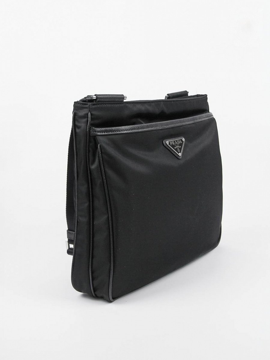 Мужская сумка Prada из Re‑Nylon и кожи Saffiano, кросс-боди, чёрная Prada фото 3