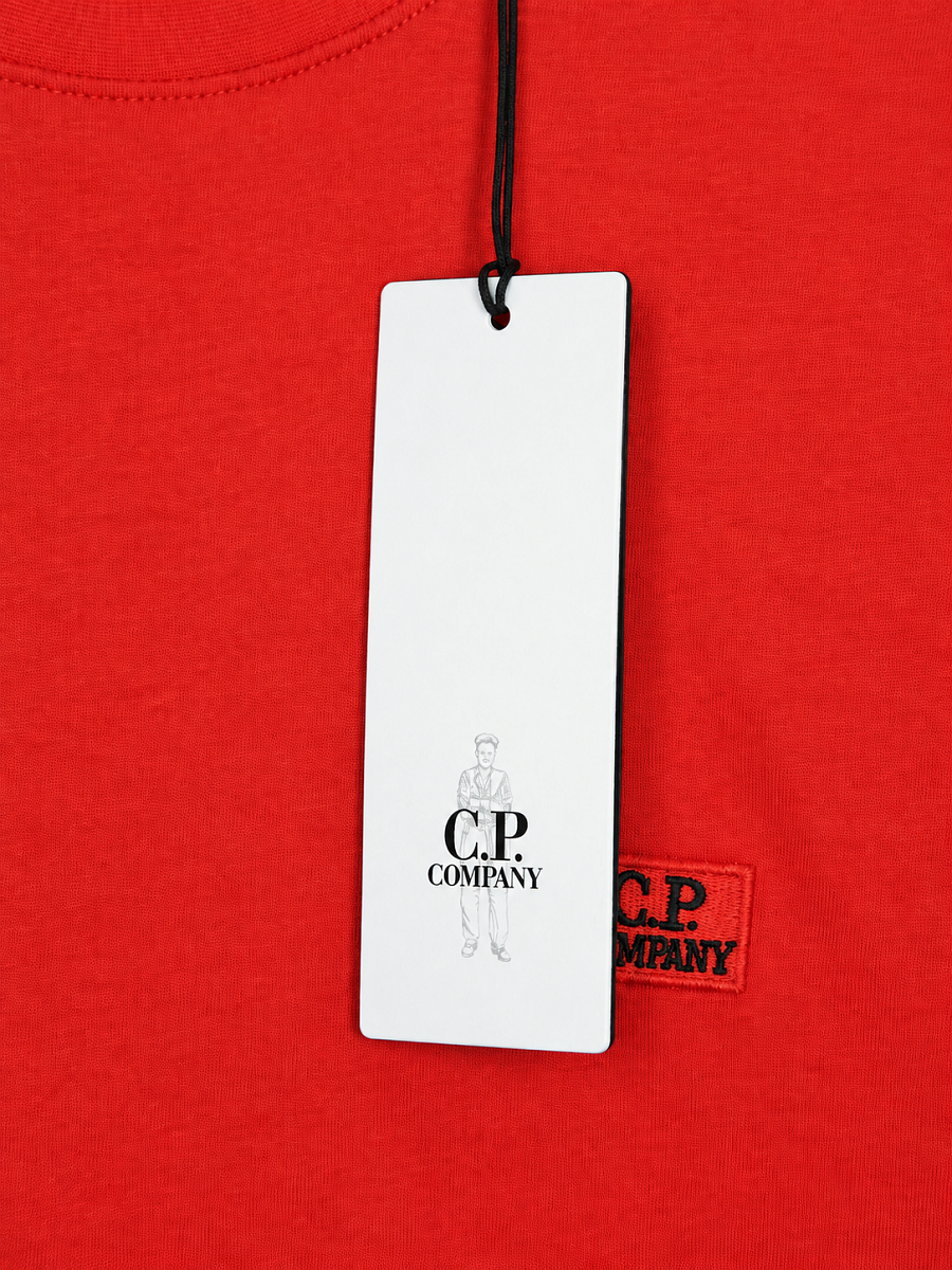 Мужская футболка C.P. Company коралловая, хлопок — фирменная бирка C.P. Company
