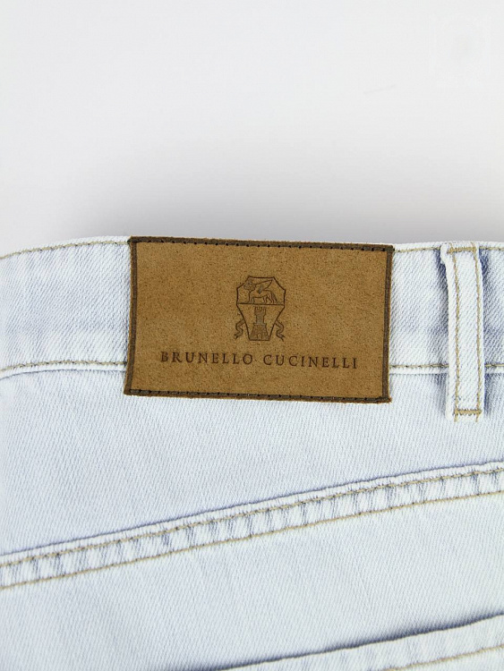 Мужские облегченные джинсы Brunello Cucinelli Traditional Fit голубые Brunello Cucinelli фото 7
