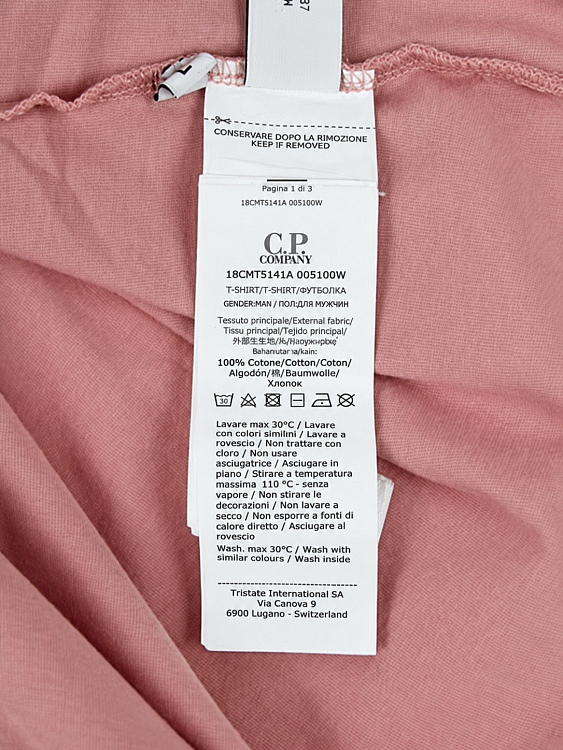 Мужская футболка C.P. Company пыльно-розовая, хлопок C.P. Company фото 7