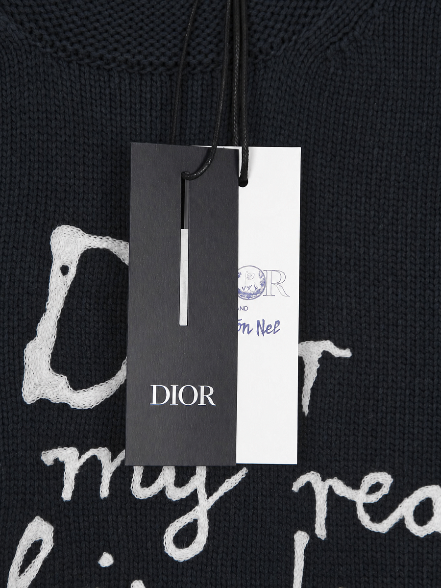 Мужской джемпер Dior x Hylton Nel темно‑синий — фирменная бирка Dior