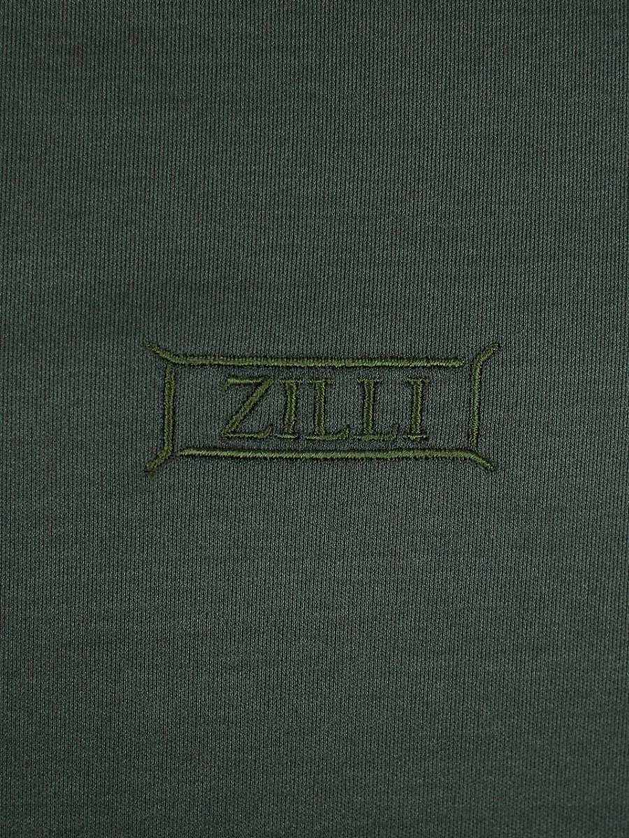 Мужская футболка Zilli зеленая хлопок — принт вышивка