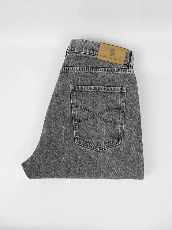 Мужские джинсы Brunello Cucinelli Iconic Fit серый деним Brunello Cucinelli фото 3