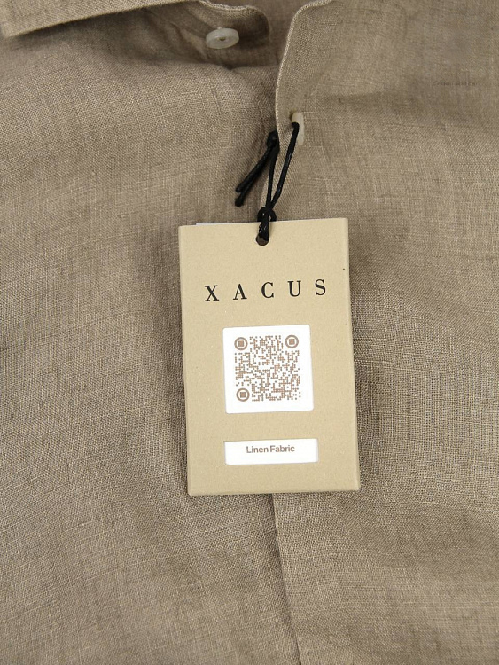 Мужская рубашка Xacus бежево-коричневая, лен Xacus фото 5