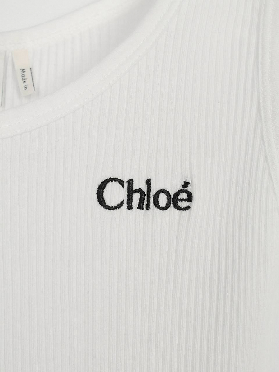 Женская майка‑топ Chloé белая в рубчик Chloe фото 3