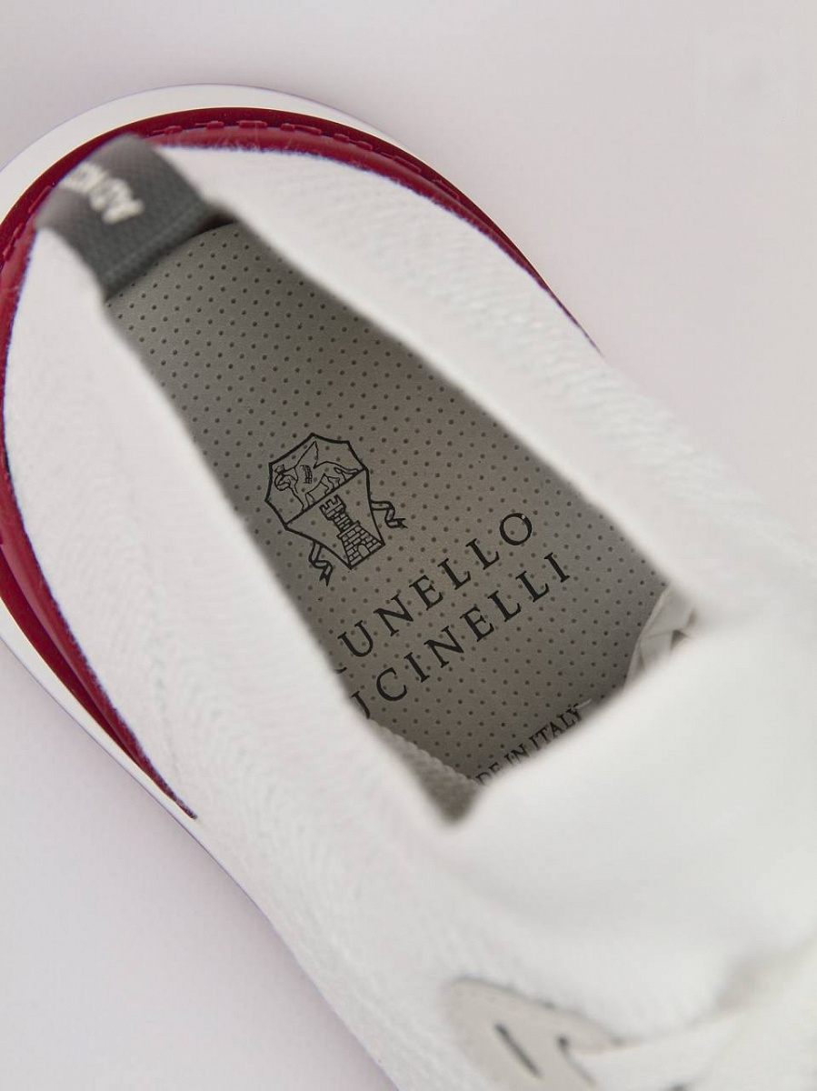 Мужские кроссовки Brunello Cucinelli текстильные белые — стелька с логотипом Brunello Cucinelli