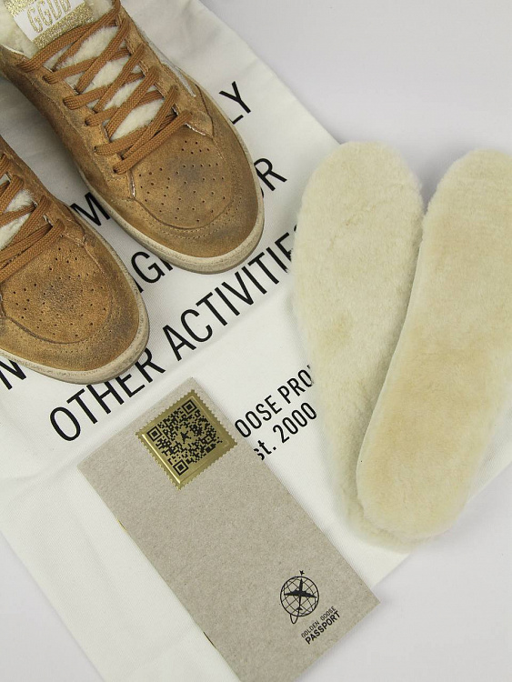 Кеды женские Golden Goose Ball Star коричневые с натуральной шерстью Golden Goose фото 9