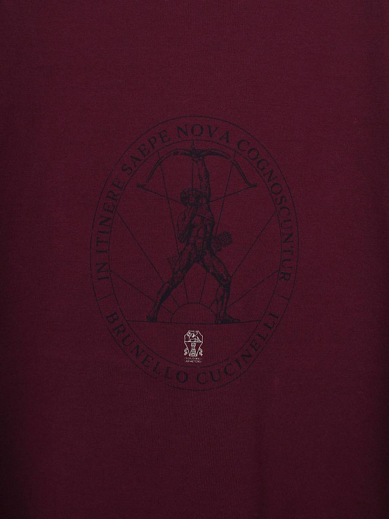 Мужская футболка Brunello Cucinelli бургунди, хлопок Brunello Cucinelli фото 4