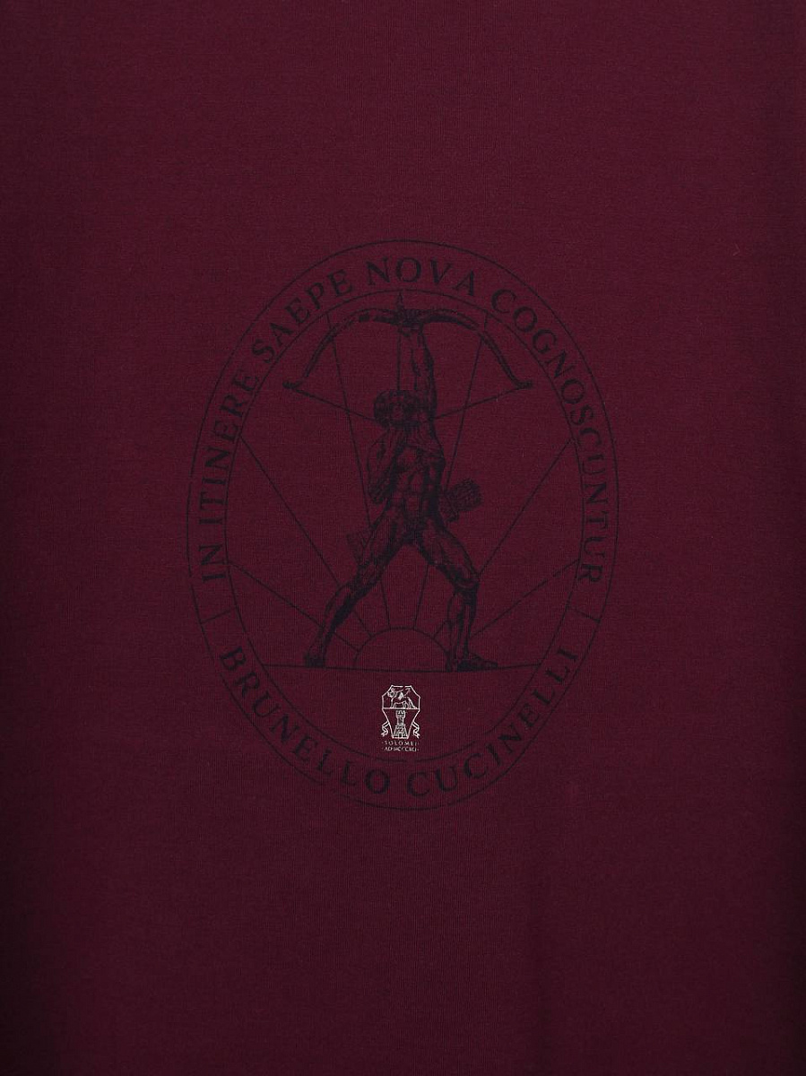 Мужская футболка Brunello Cucinelli бургунди, хлопок Brunello Cucinelli фото 4