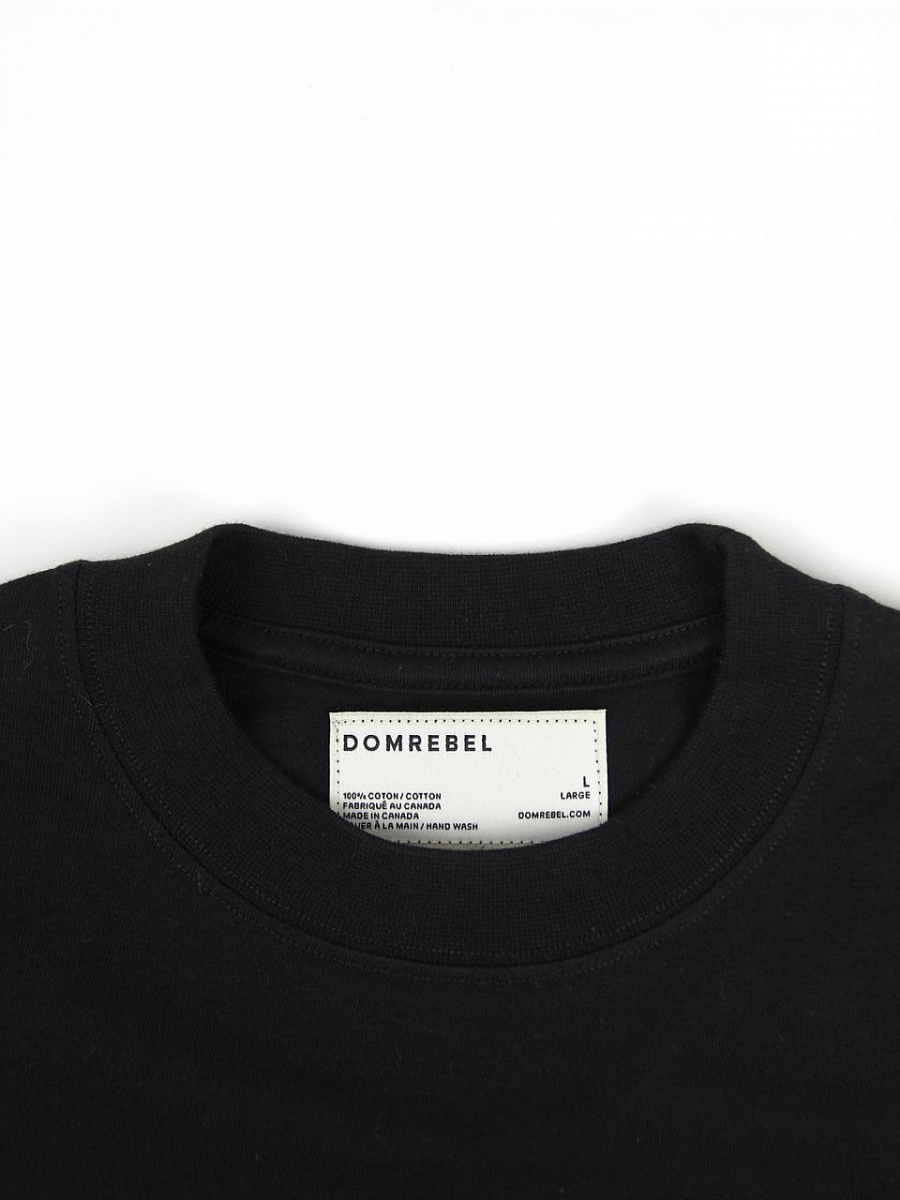 Мужская футболка Domrebel черная, хлопок — круглый вырез