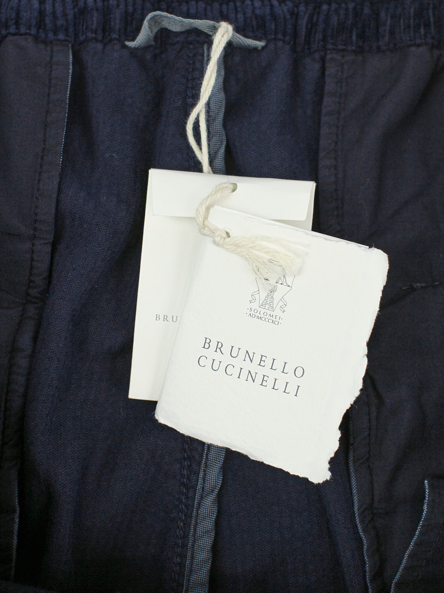 Мужские вельветовые брюки Brunello Cucinelli темно‑синие — фирменные бирки Brunello Cucinelli