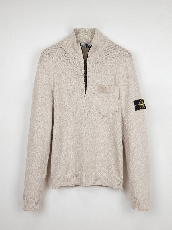 Мужской джемпер Stone Island молочный, хлопок/лен Stone Island