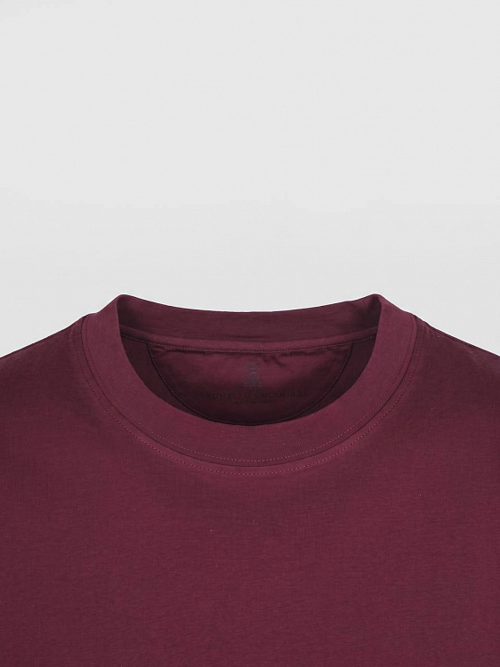Мужская футболка Brunello Cucinelli бургунди, хлопок Brunello Cucinelli фото 3