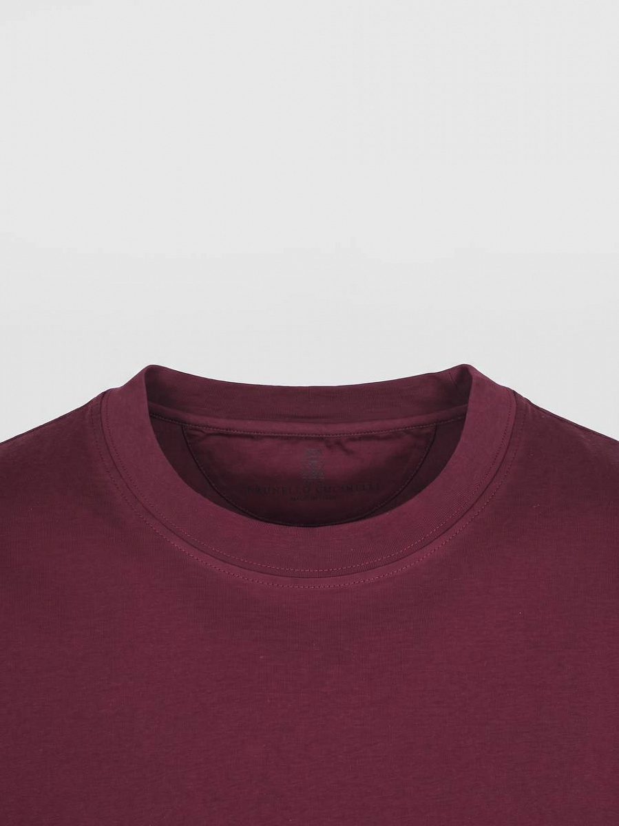 Мужская футболка Brunello Cucinelli бургунди, хлопок Brunello Cucinelli фото 3