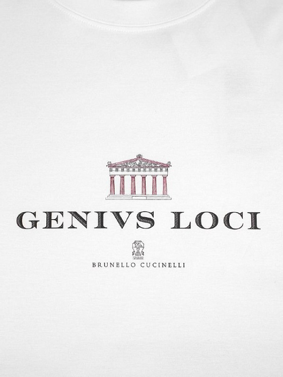 Мужская футболка Brunello Cucinelli белая с принтом, хлопок Brunello Cucinelli фото 4