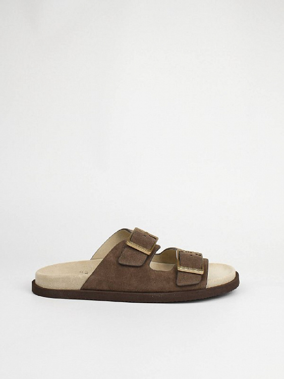 Мужские шлёпанцы Brunello Cucinelli Urban коричневые из замши (широкая подошва) Brunello Cucinelli фото 2