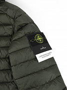 Мужская пуховик Stone Island хаки, полиамид/пух — фирменный патч Stone Island и бирки